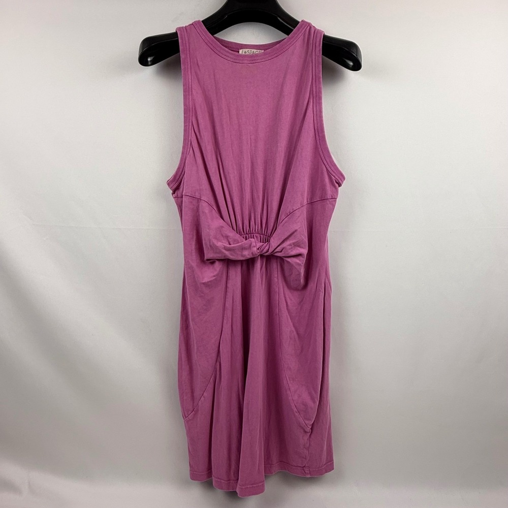 L SPACE Women's Mauve Pink Twist Front Tank Dress Medium M/M Cotton